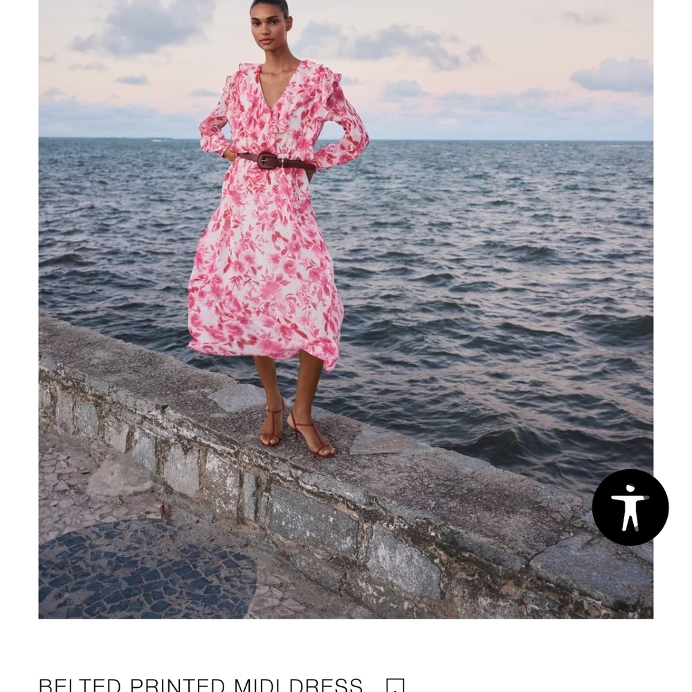 Zara Pink Floral Midi Dress - Picture 2 of 12